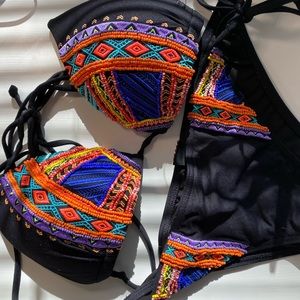 Zanzibar Beaded Billabong Black Bikini Set
